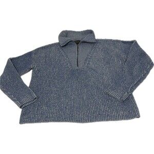 Pendleton Sweater Men's M Blue Heathered Cotton Merino Wool 1/4 Zip Long Sleeve